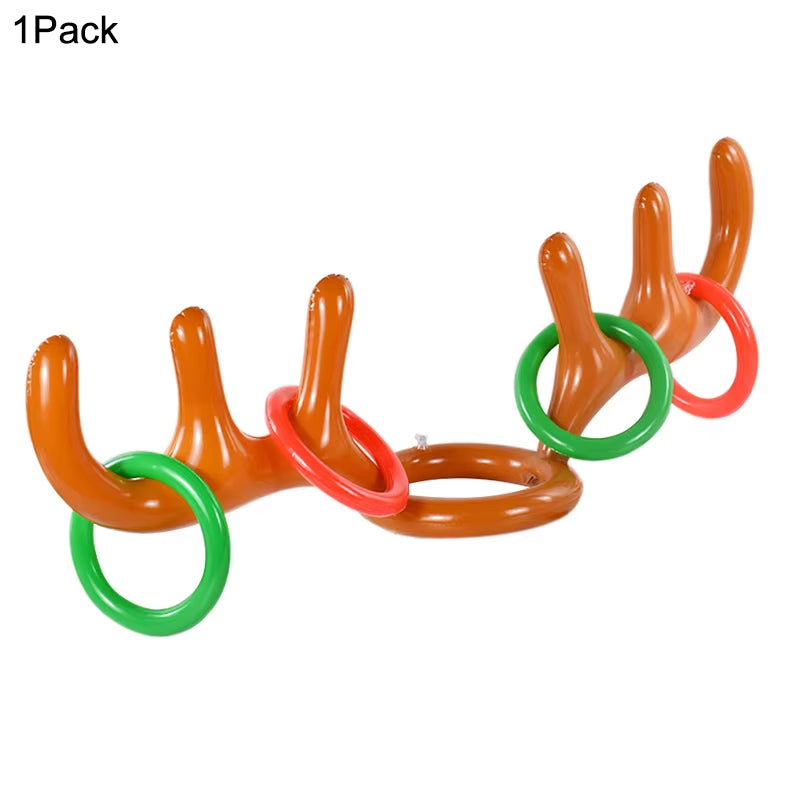 Inflatable Reindeer Antler Hat Ring Toss Game - Fun Family Activity and Holiday Party Decoration for Kids 2024