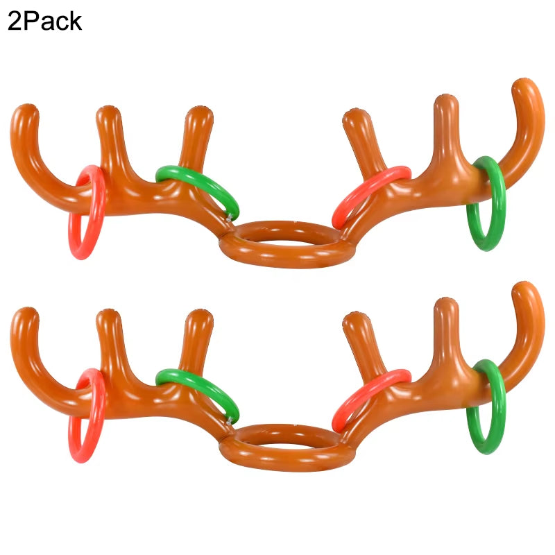 Inflatable Reindeer Antler Hat Ring Toss Game - Fun Family Activity and Holiday Party Decoration for Kids 2024