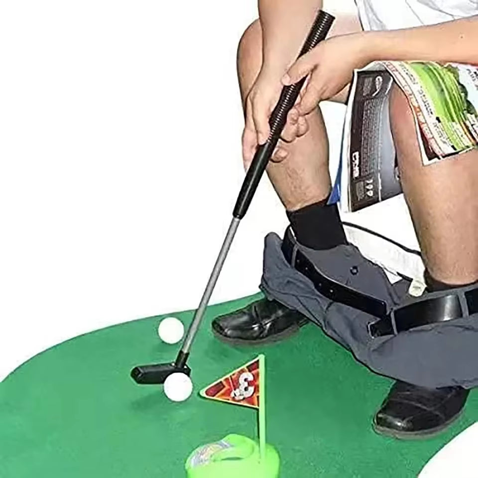 Mini Toilet Golf Game Set - Fun Golf Training Accessory and Unique Birthday Gift