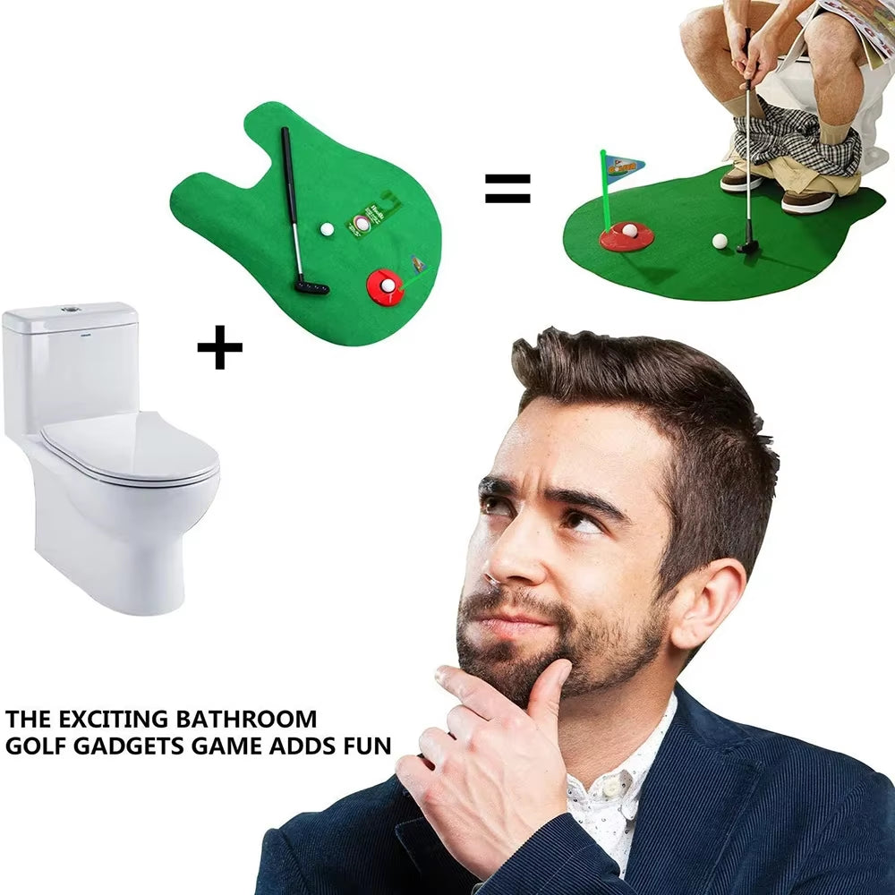 Mini Toilet Golf Game Set - Fun Golf Training Accessory and Unique Birthday Gift